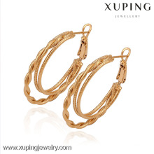 C207264--29136 Promoción Xuping dubai Moda China Joyería al por mayor 18K Chapado en oro Pendientes de aro Pendientes